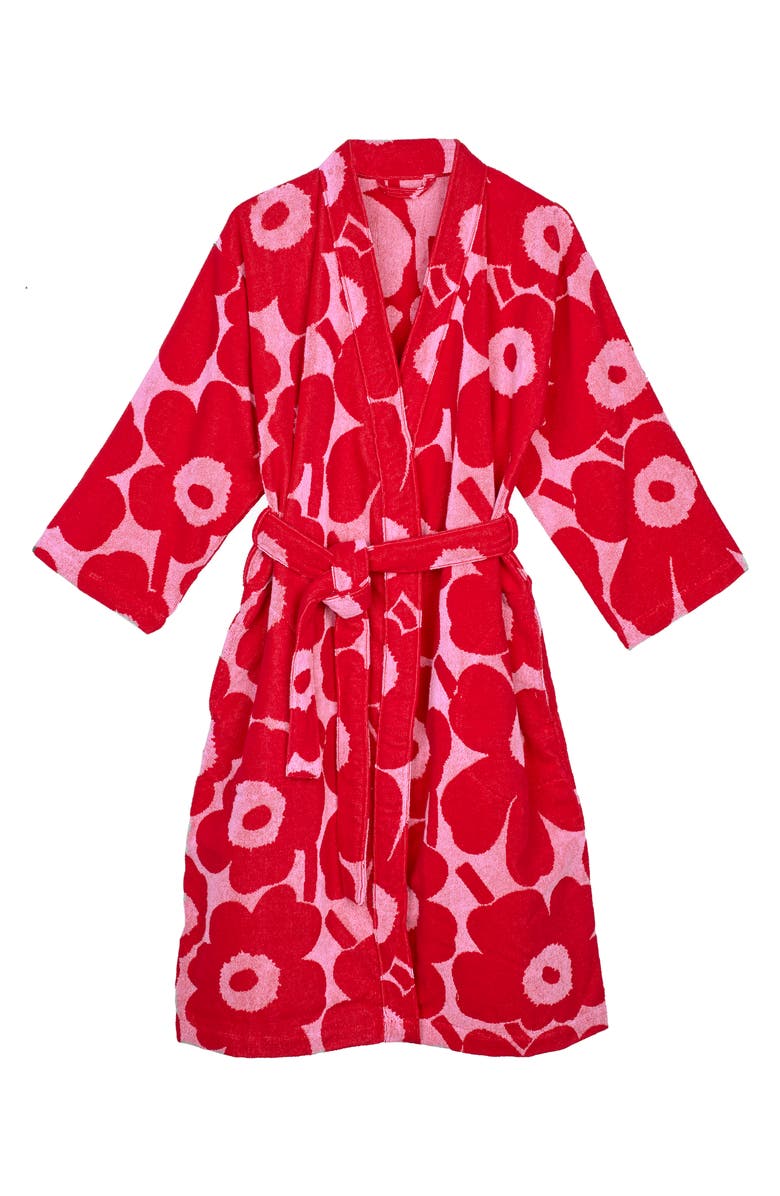 Marimekko Unikko Cotton Terry Cloth Robe, Main, color, 