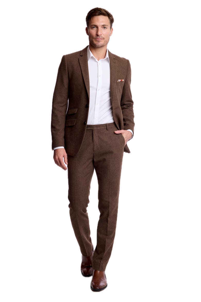 Dover Slim Notch Tweed Suit Jacket, Alternate, color, BROWN TWEED