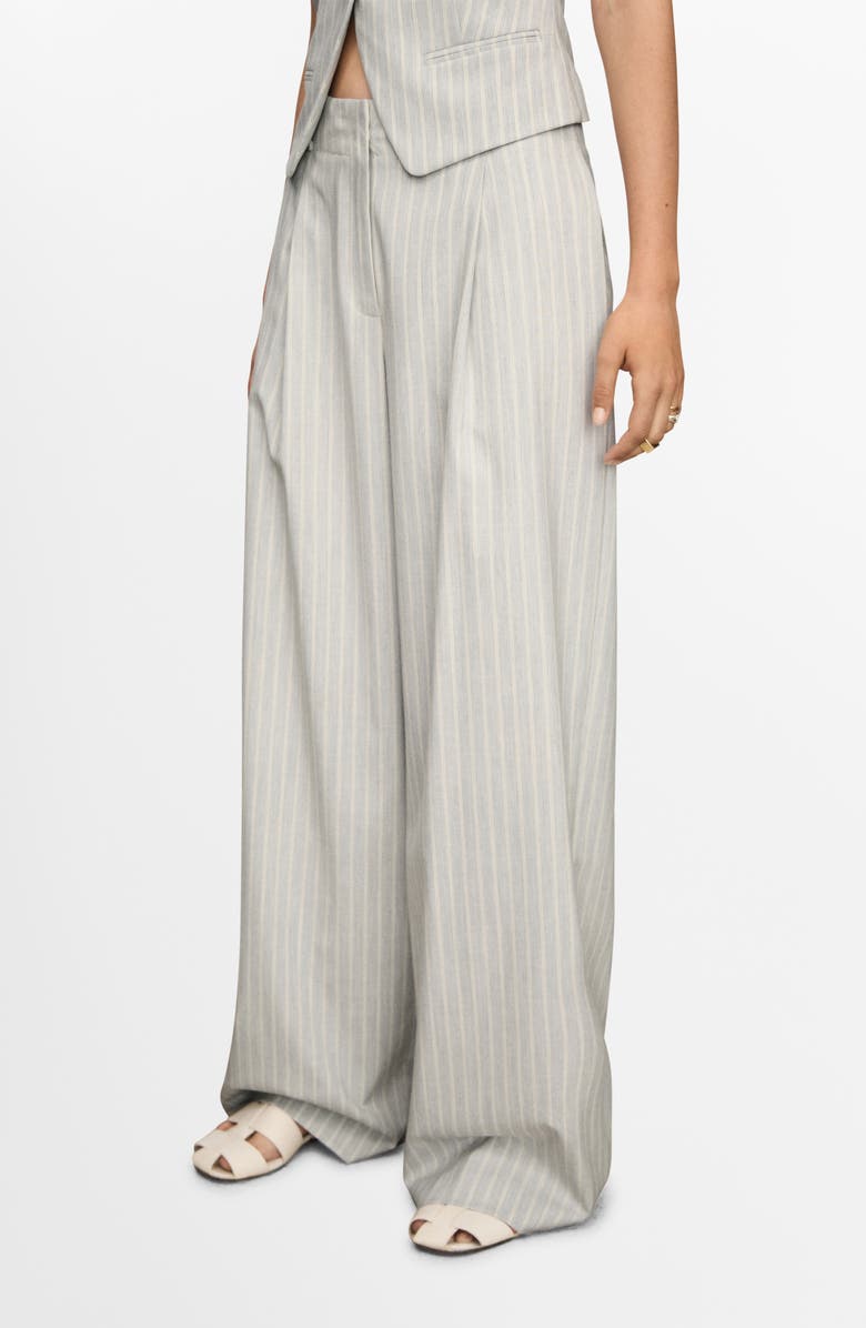 MANGO Pinstripe Wide Leg Pants, Alternate, color, 
