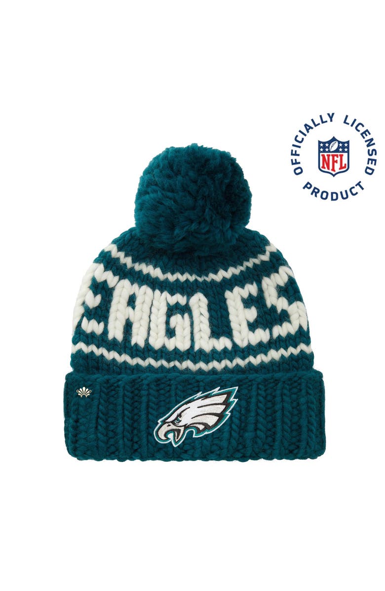Lele Sadoughi Midnight Green Eagles Beanie With Yarn Pom Pom, Main, color, Midnight Green 300