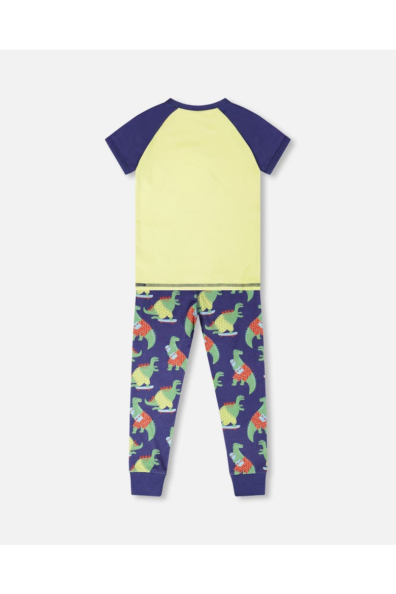 Organic Cotton Dino Print Two-Piece Pyjama Set, Alternate, color, Blue Dino Print