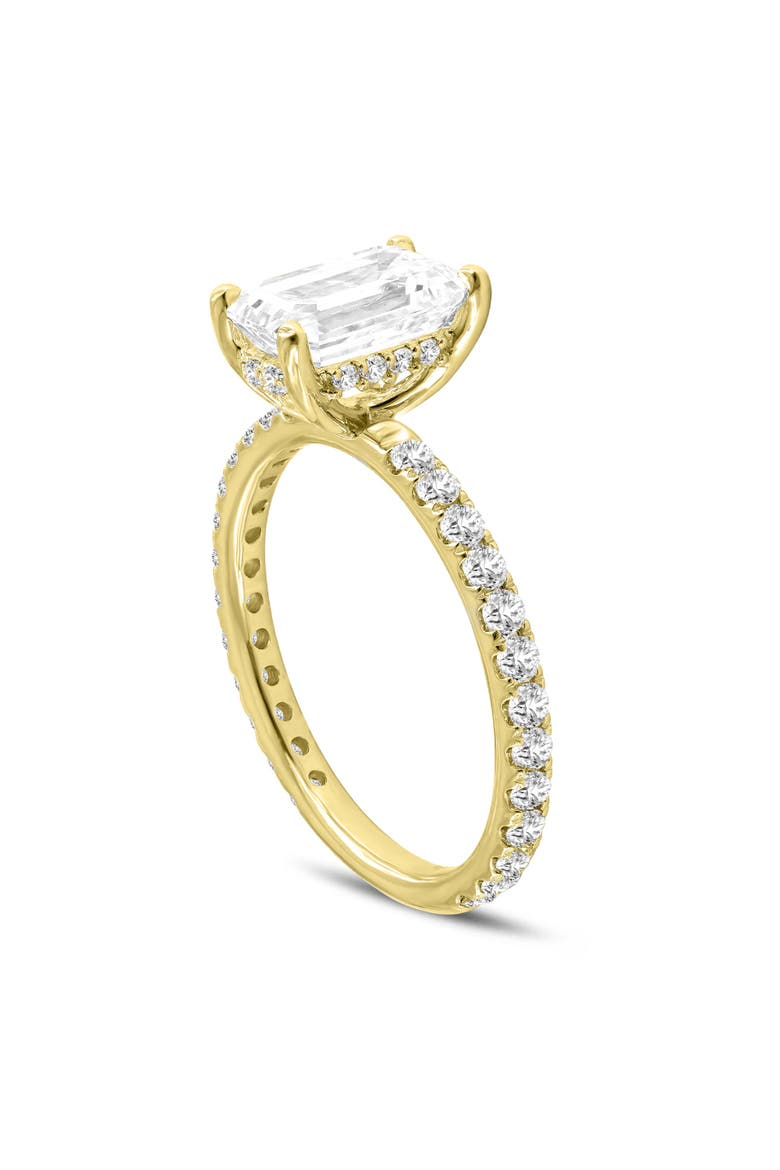 Zina 14K Gold Emerald Cut Hidden Halo Lab Grown Diamond Engagement Ring - 2.5 Ct, Main, color, 14K Yellow Gold