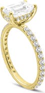 LuvMyJewelry Zina 14K Gold Emerald Cut Hidden Halo Lab Grown Diamond Engagement Ring - 2.5 Ct