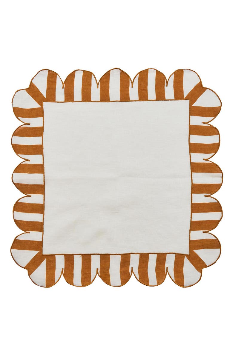 MISETTE Scallop Stripe 4-Pack Linen Napkins, Alternate, color, Natural Base