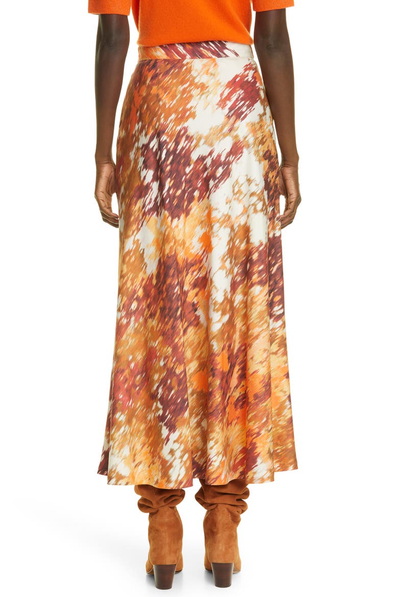 Sumner Autumn Haze Silk & Wool Twill Midi Skirt, Alternate, color, EMBER ORANGE MULTI