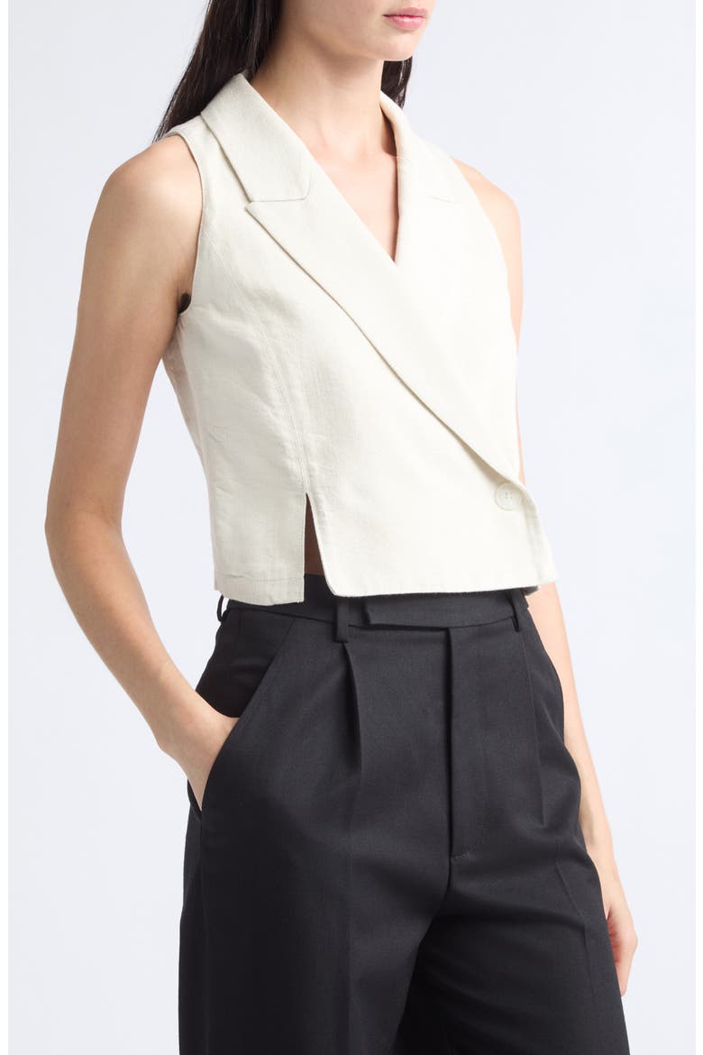 Peak Lapel Metallic Vest, Alternate, color, IVORY