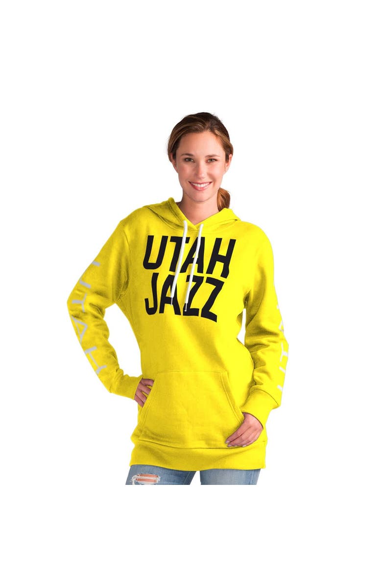 G-III 4HER BY CARL BANKS Women's G-III 4Her by Carl Banks Gold Utah Jazz Base Coach Pullover Hoodie, Main, color, Gold