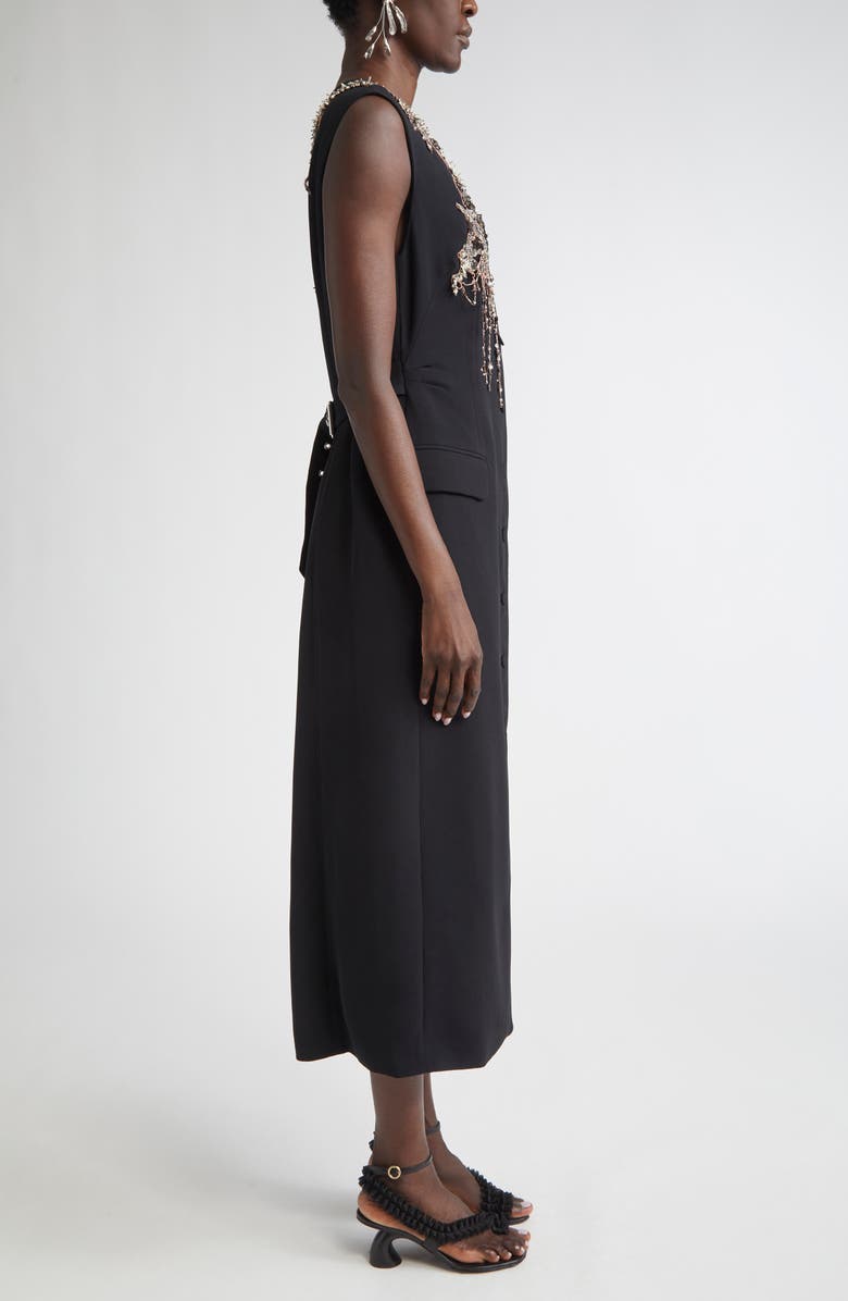 Dries Van Noten Dilby Embellished Button Front Dress, Alternate, color, Black