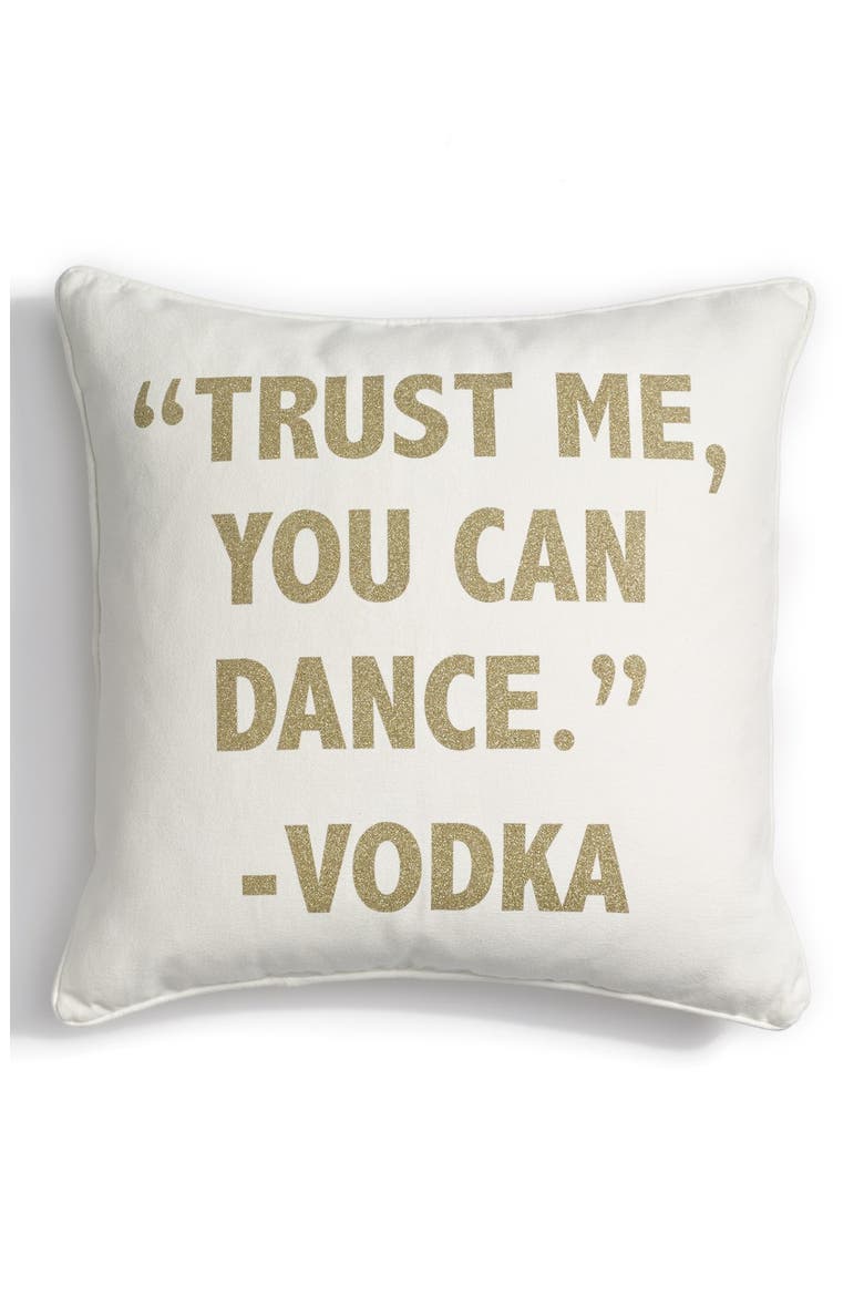 'Trust Me' Accent Pillow, Main, color, GOLD ON CREAM
