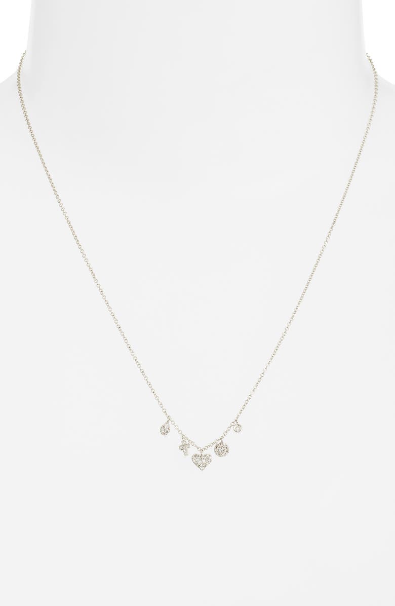 Meira T Diamond Charm Necklace, Alternate, color, Silver