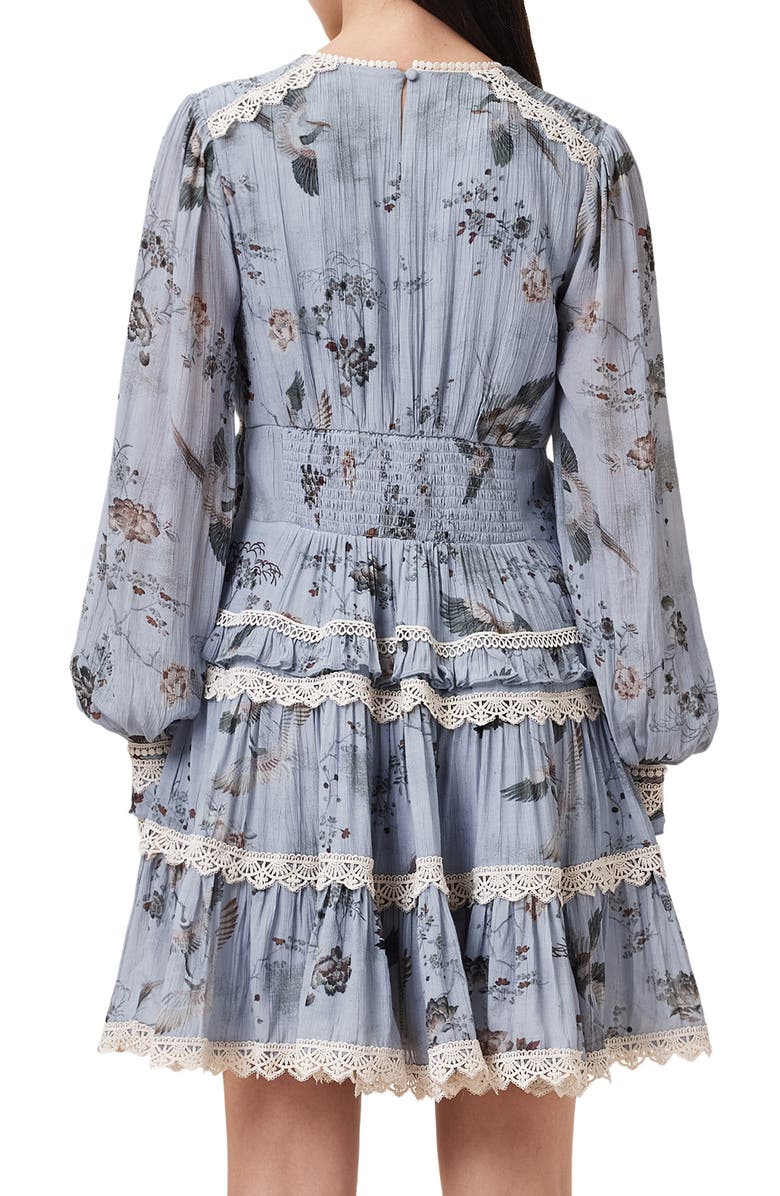 AllSaints Zora Long Sleeve Minidress, Alternate, color, Origin Blue Bird