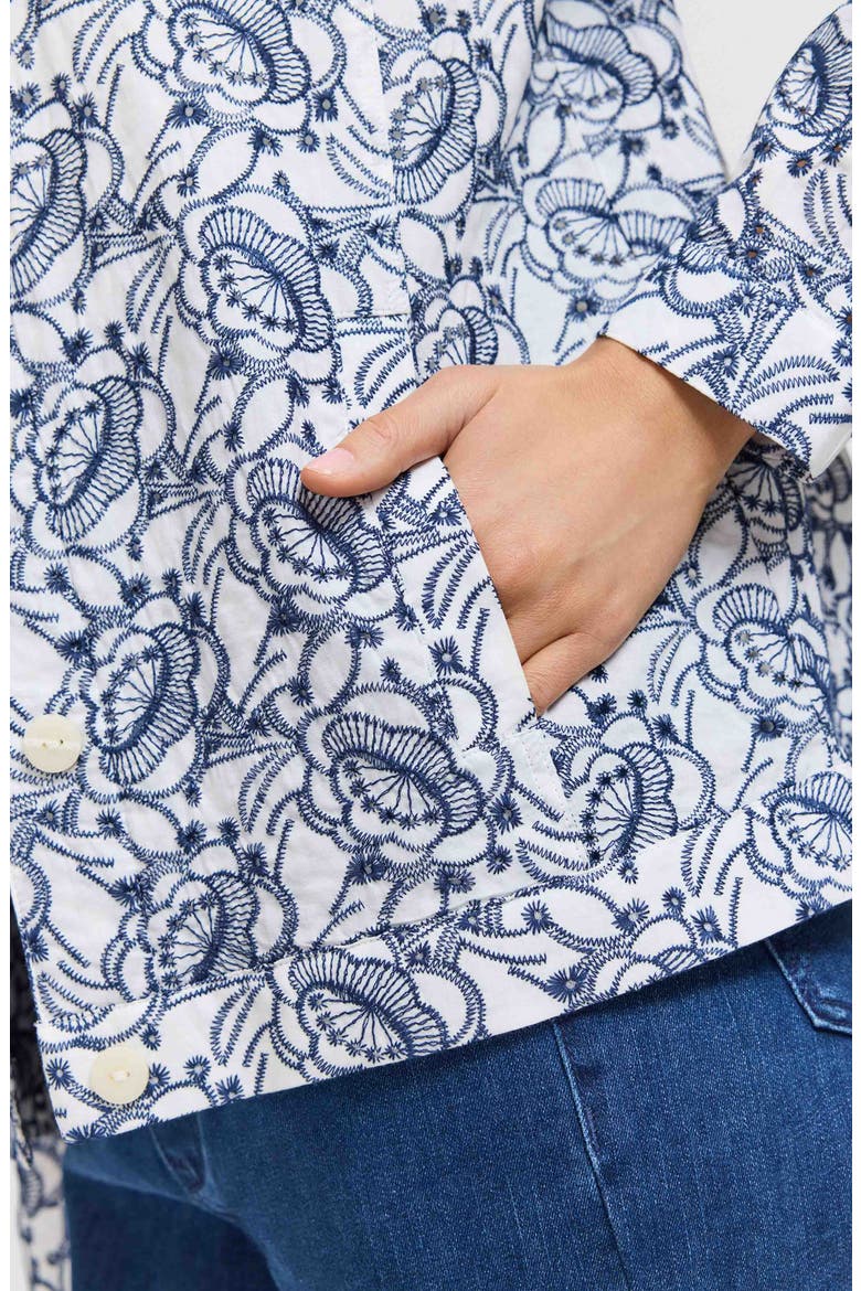 Thelma Cotton Eyelet Jacket, Alternate, color, WHITE/NAVY
