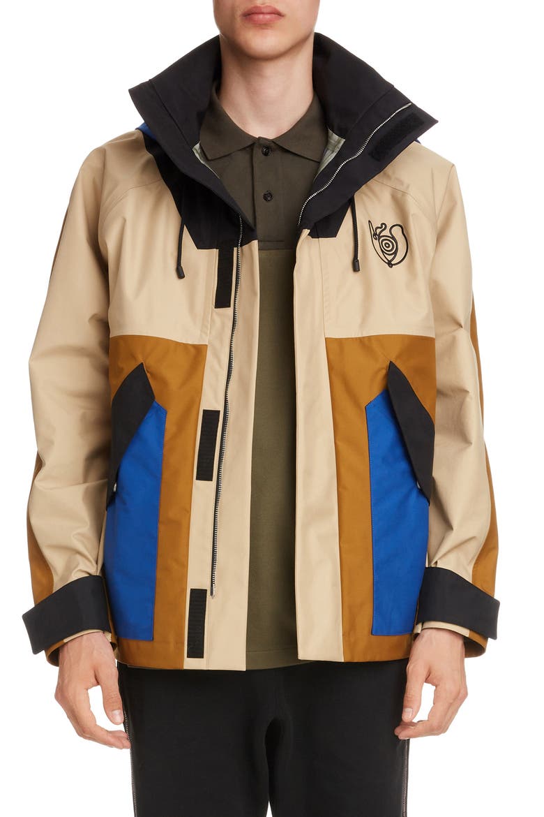 Colorblock Hooded Parka, Main, color, BEIGE/CAMEL