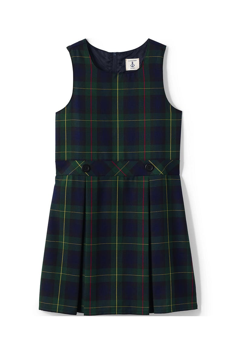 Girls Plus Top of Knee Plaid Jumper, Main, color, Plaid Hunter/Classic Navy