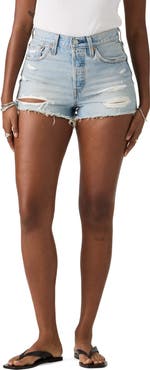 Levi's 501® Original High Waist Ripped Denim Cutoff Shorts