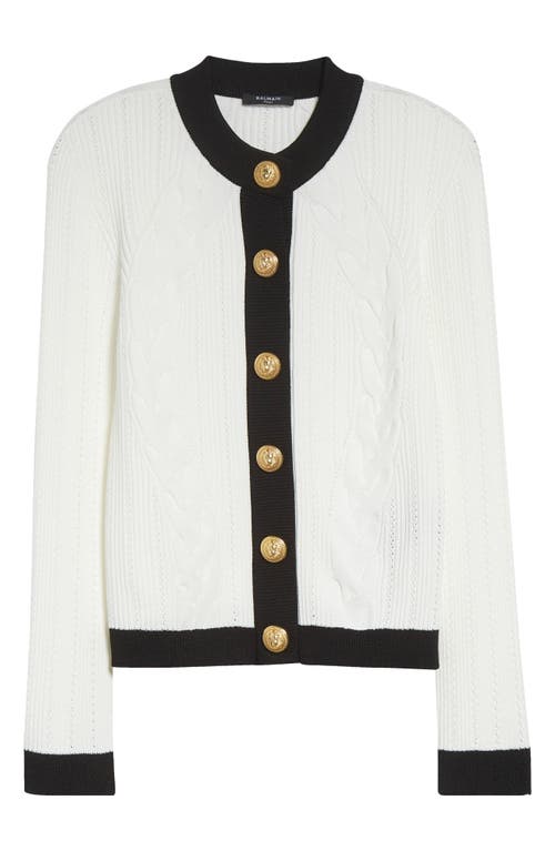 Balmain Women Ls Buttoned Torsade Knit Cardigan In White