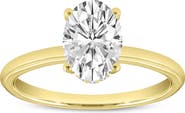 LuvMyJewelry Anastasia 14K Gold Oval Cut Solitaire Hidden Halo Ring - 1.55 Ct