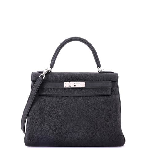 Kelly Handbag Black Togo with Palladium Hardware 28