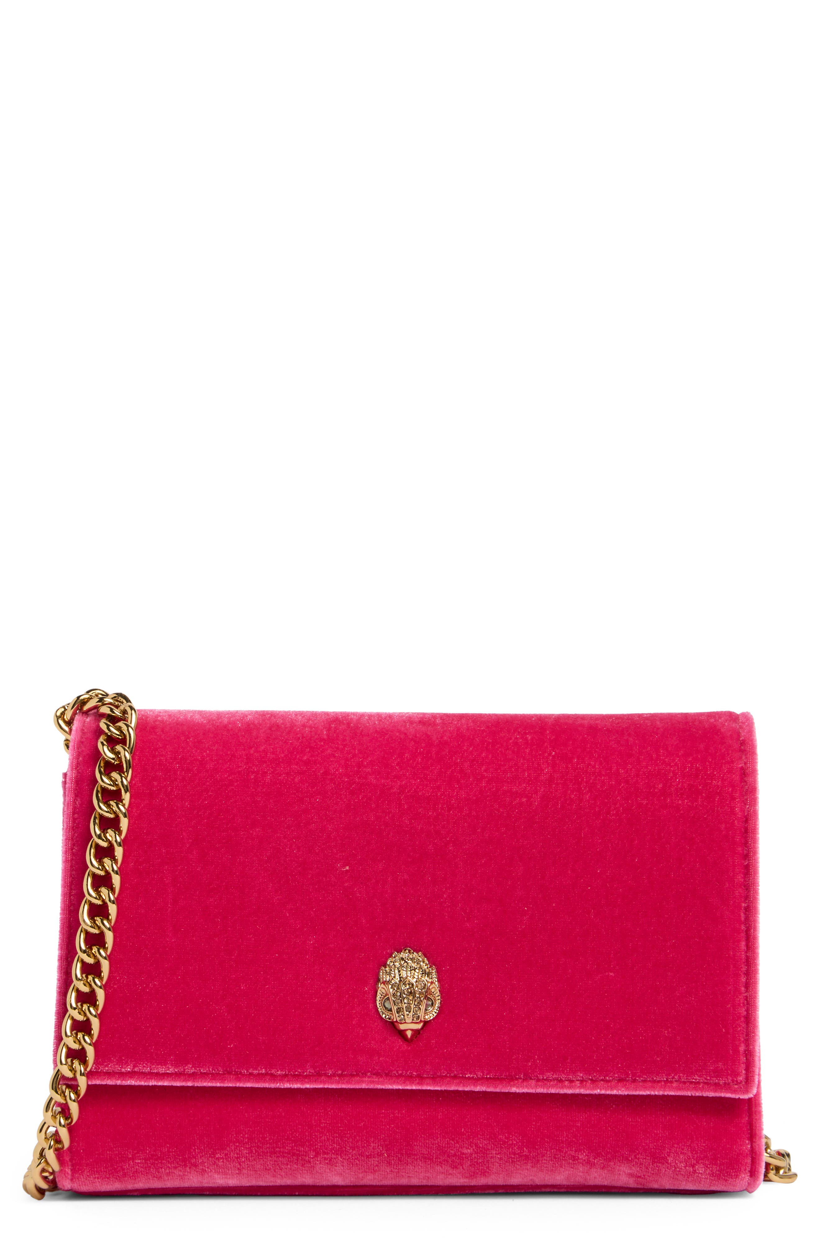 Kurt Geiger London KGL Velvet Clutch, Main, color, Bright Pink
