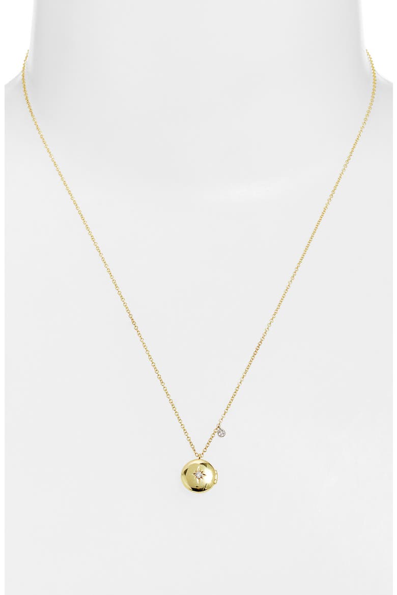 Diamond Starburst Locket Necklace, Alternate, color, TWO TONED YELLOW GOLD