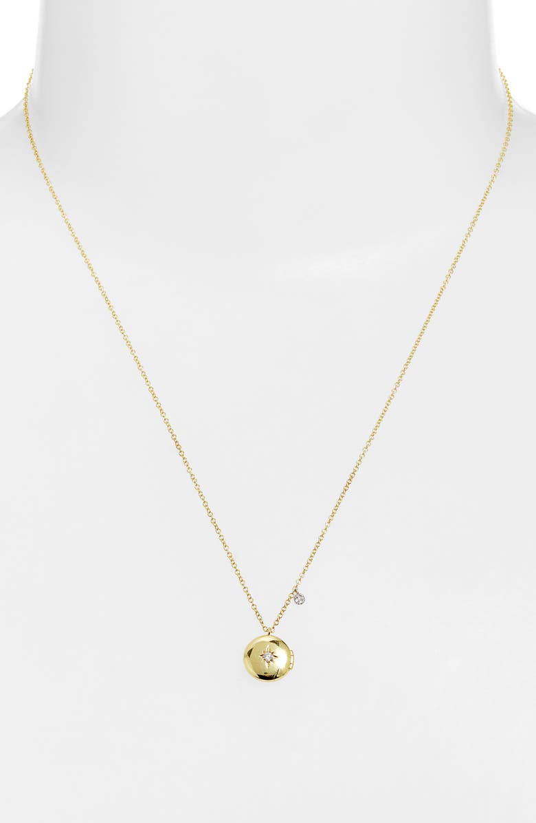 Meira T Diamond Starburst Locket Necklace, Alternate, color, Two Toned Yellow Gold