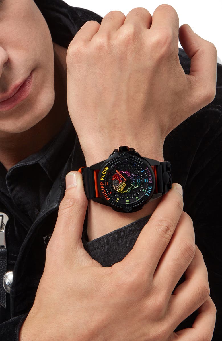 PHILIPP PLEIN The $kull Silicone Strap Watch, 44mm, Alternate, color, 