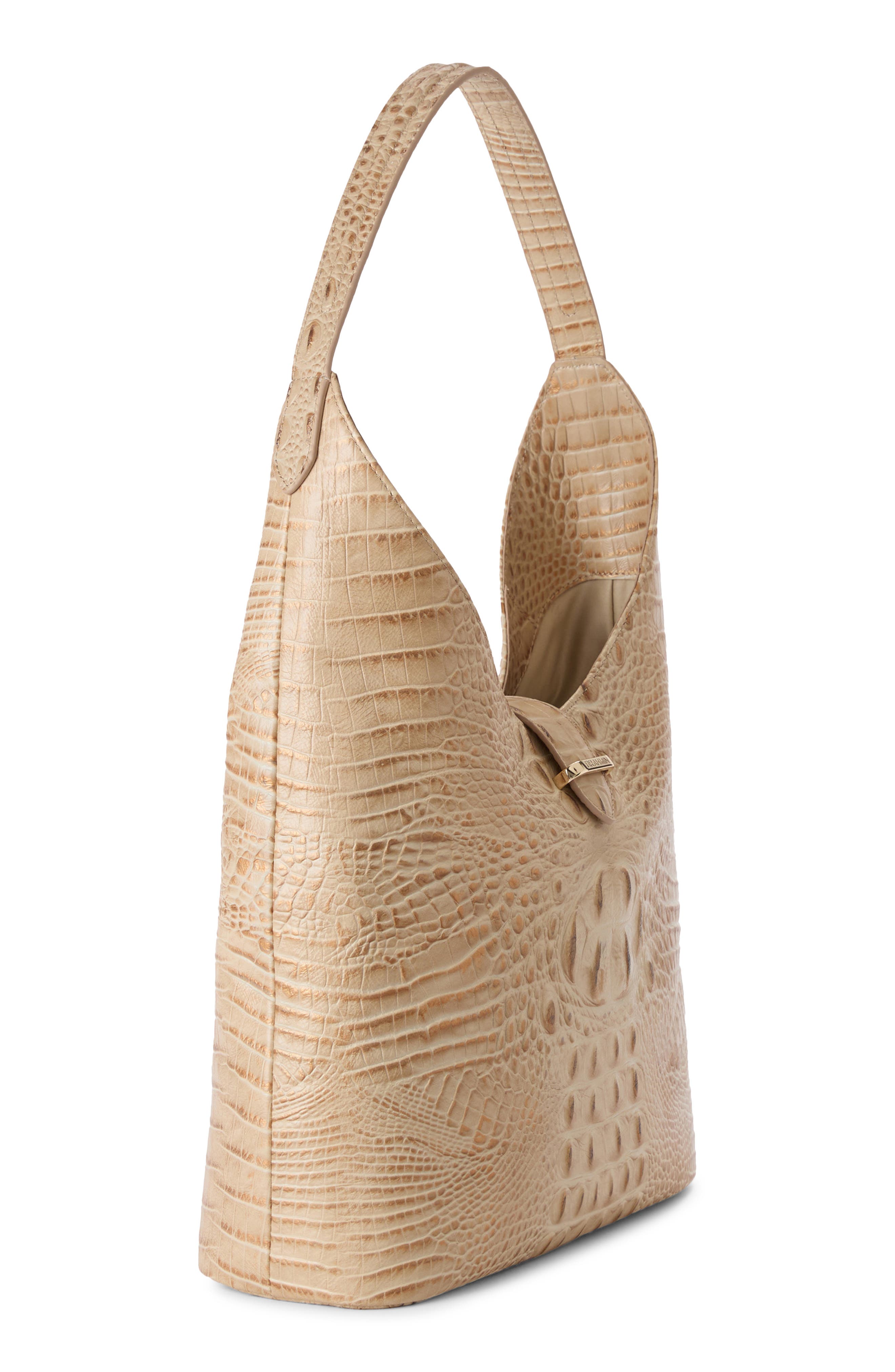 Gwynne Croc Embossed Leather Shoulder Bag, Alternate, color, SANDSTORM