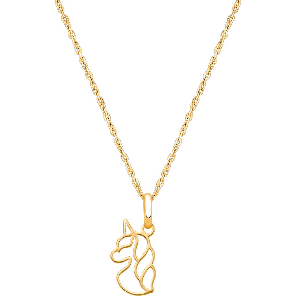 Tiny Blessings 14k Gold Unicorn Dreams 12-14" Necklace In Brown