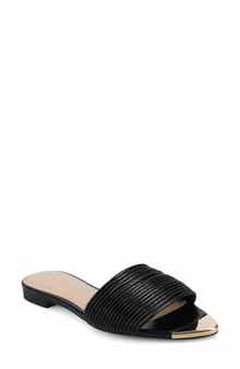 Journee Collection <p>Feather Faux Leather Slide Sandal (Women)</p>