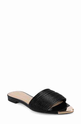 Journee Collection Feather Faux Leather Slide Sandal