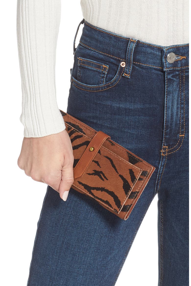 New Post Genuine Calf Hair Wallet, Alternate, color, MAPLE SYRUP