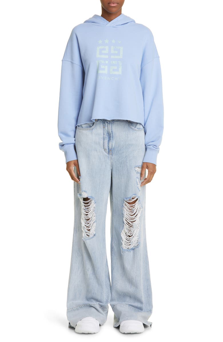 Givenchy Logo Crop Hoodie, Alternate, color, 