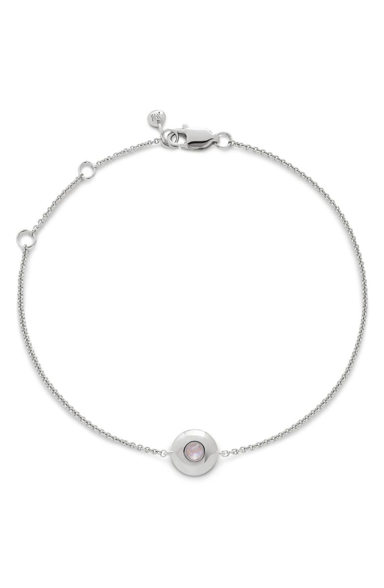 Monica Vinader June Birthstone Moonstone Bracelet, Main, color, Sterling Silver / Moonstone