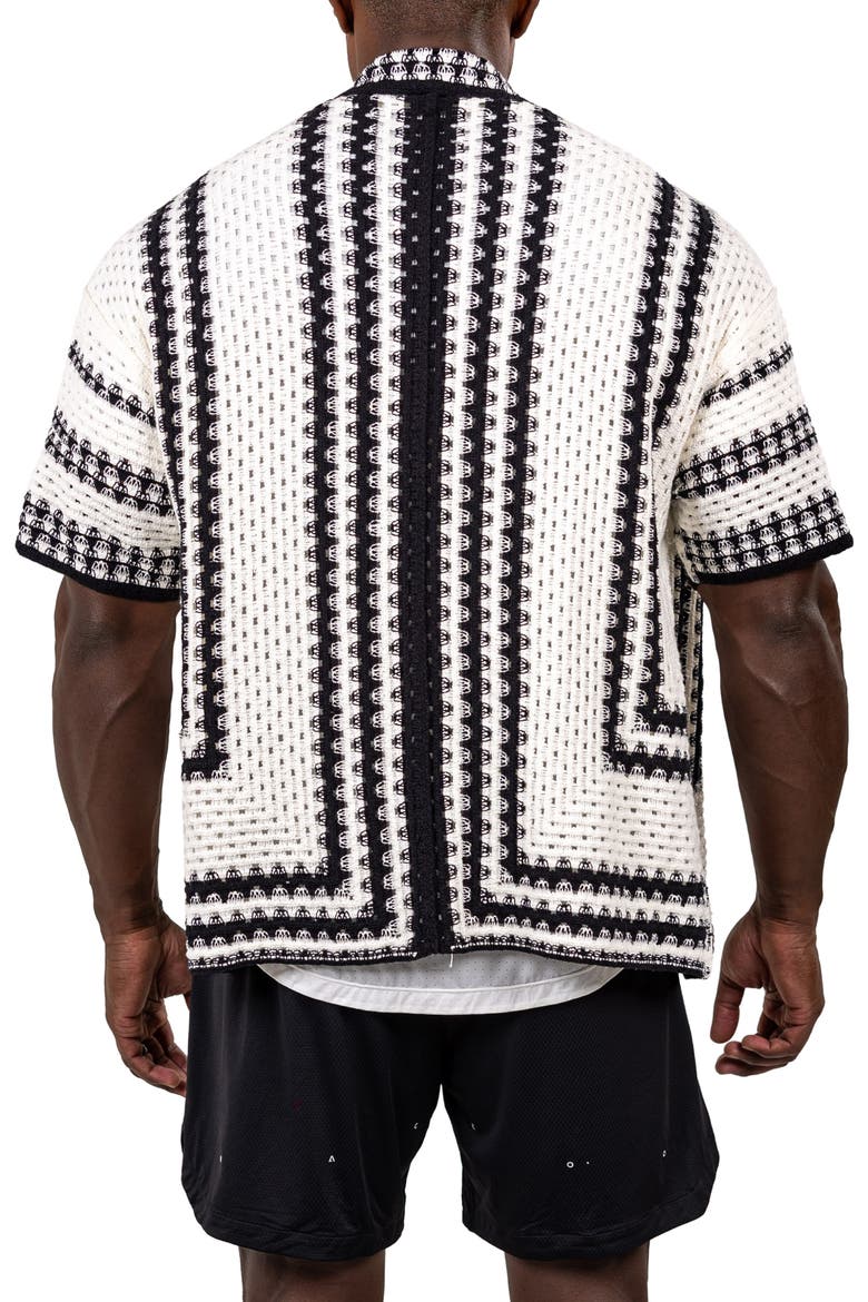 Marthy Knit Short Sleeve Button-Up Shirt, Alternate, color, WHITE