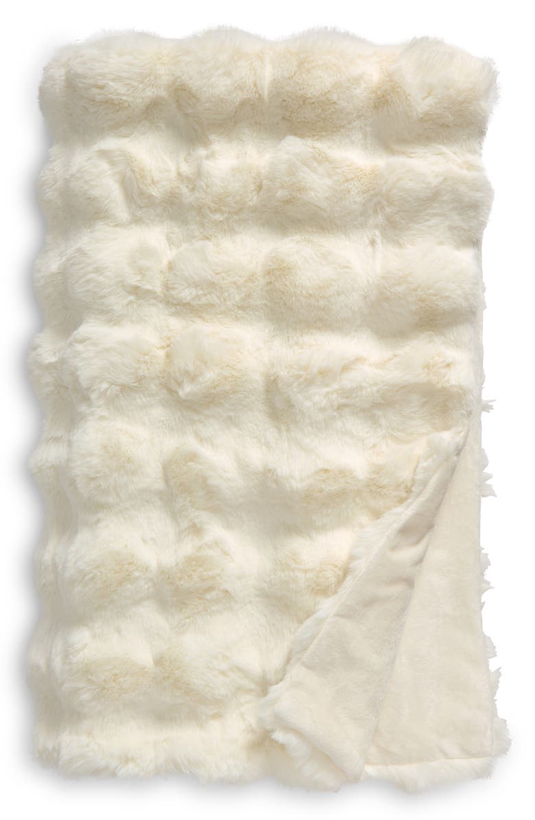NORDSTROM RACK Bubble Faux Fux Throw Blanket, Main, color, Ivory Marshmallow