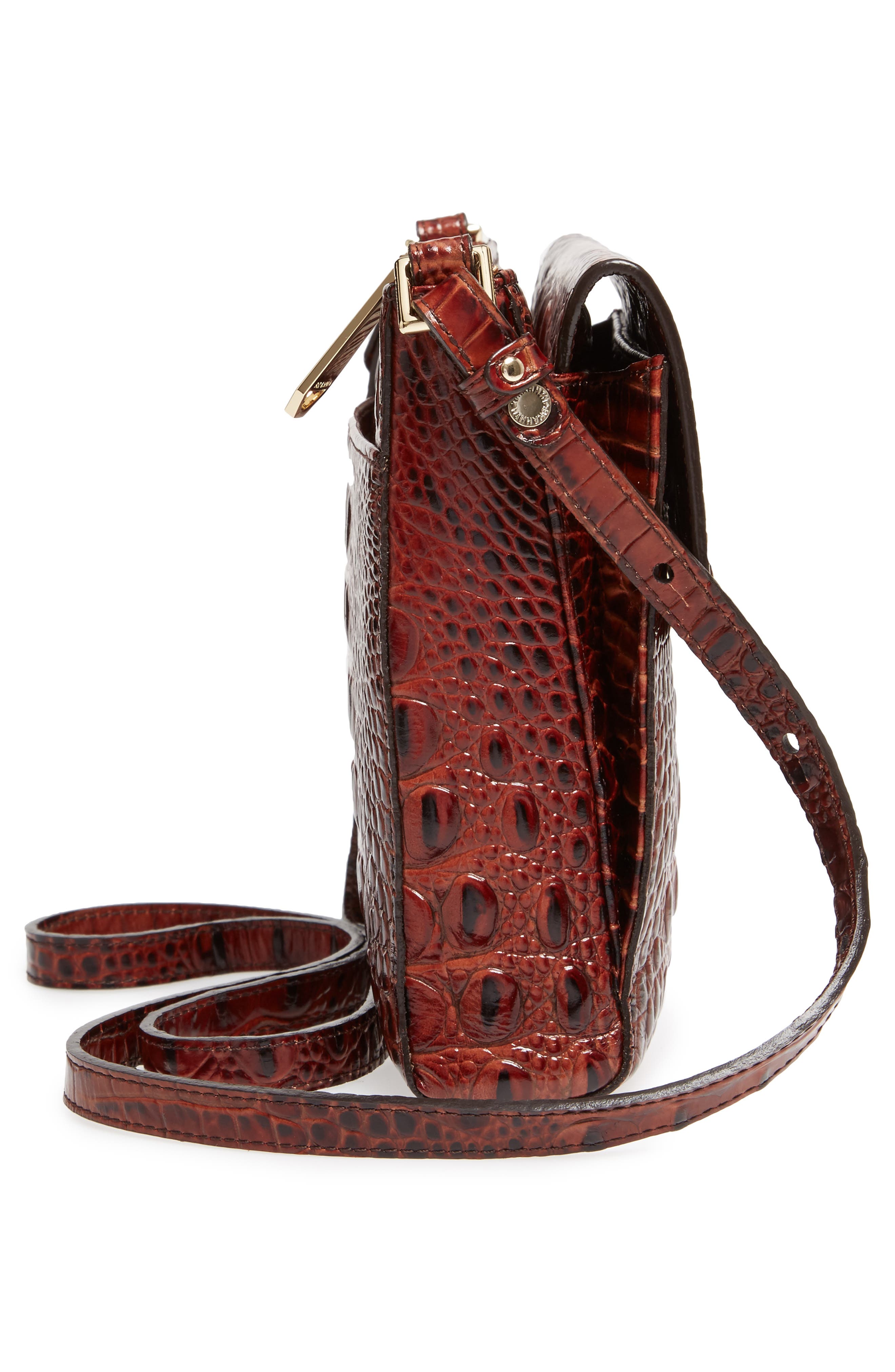 Melbourne Manhattan Croc Embossed Leather Crossbody Bag, Alternate, color, PECAN
