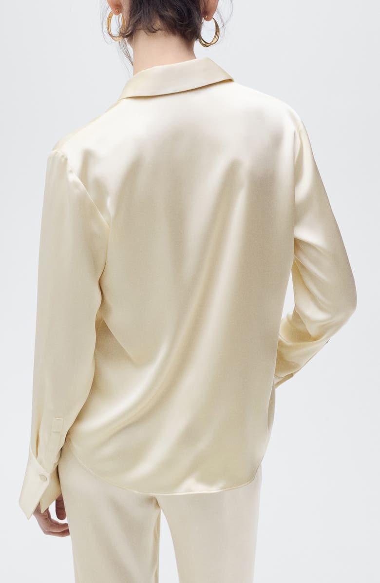 MANGO Regular Fit Satin Shirt, Alternate, color, Ecru