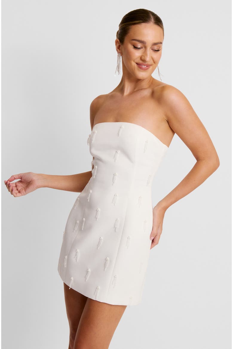 Bandeau Embellished Diamante Mini Dress, Main, color, White