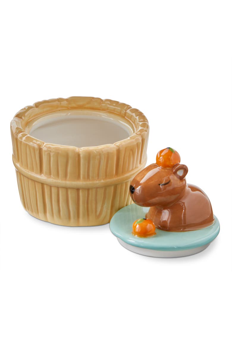 Capybara Lidded Trinket Box Multi Earthenware Everyday, Alternate, color, Brown