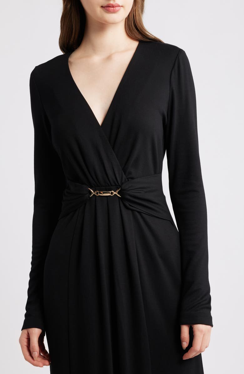 Halogen<sup>®</sup> Wrap Front Long Sleeve Maxi Dress, Alternate, color, Rich Black