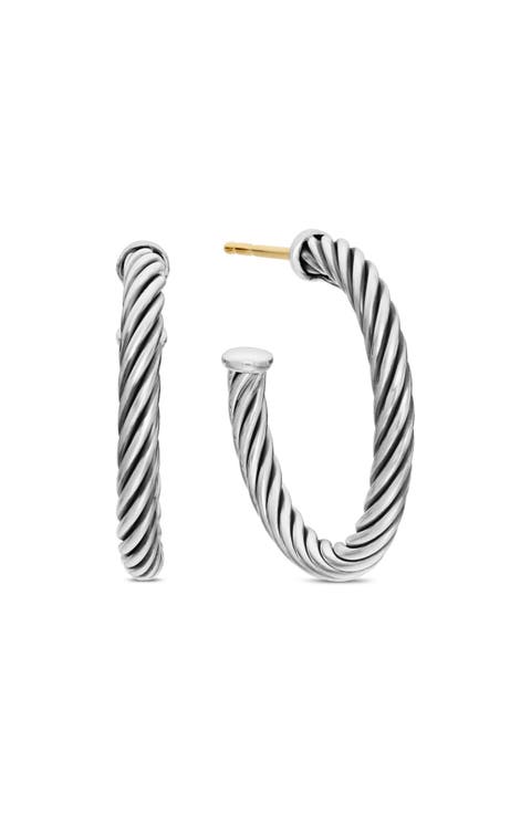 Rhodium-plated Sterling Silver Pave Cubic Zirconia Spiral Twist Drop Earrings