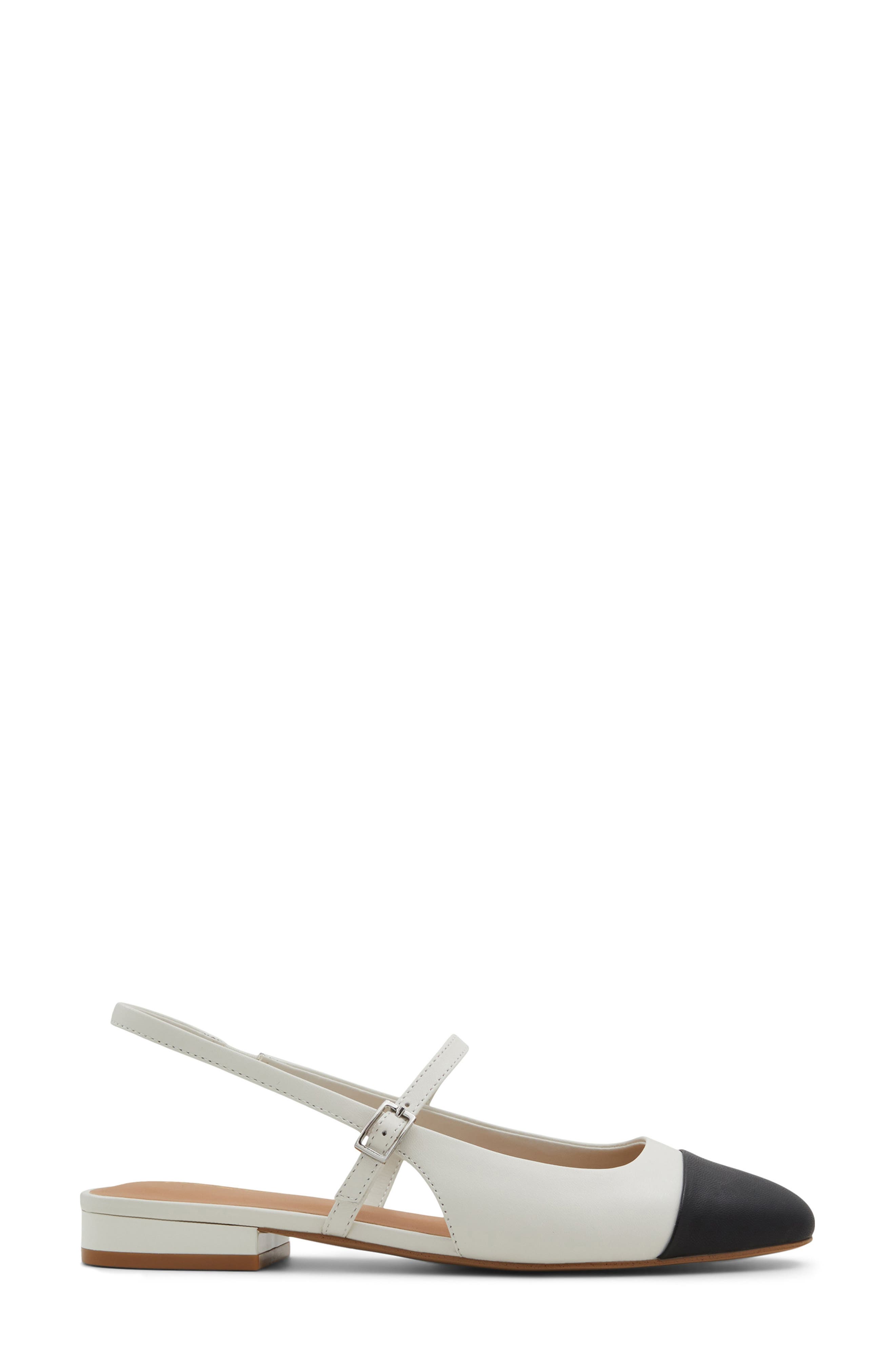 Sadey Slingback Mary Jane Cap Toe Flat, Alternate, color, WHITE/ BLACK