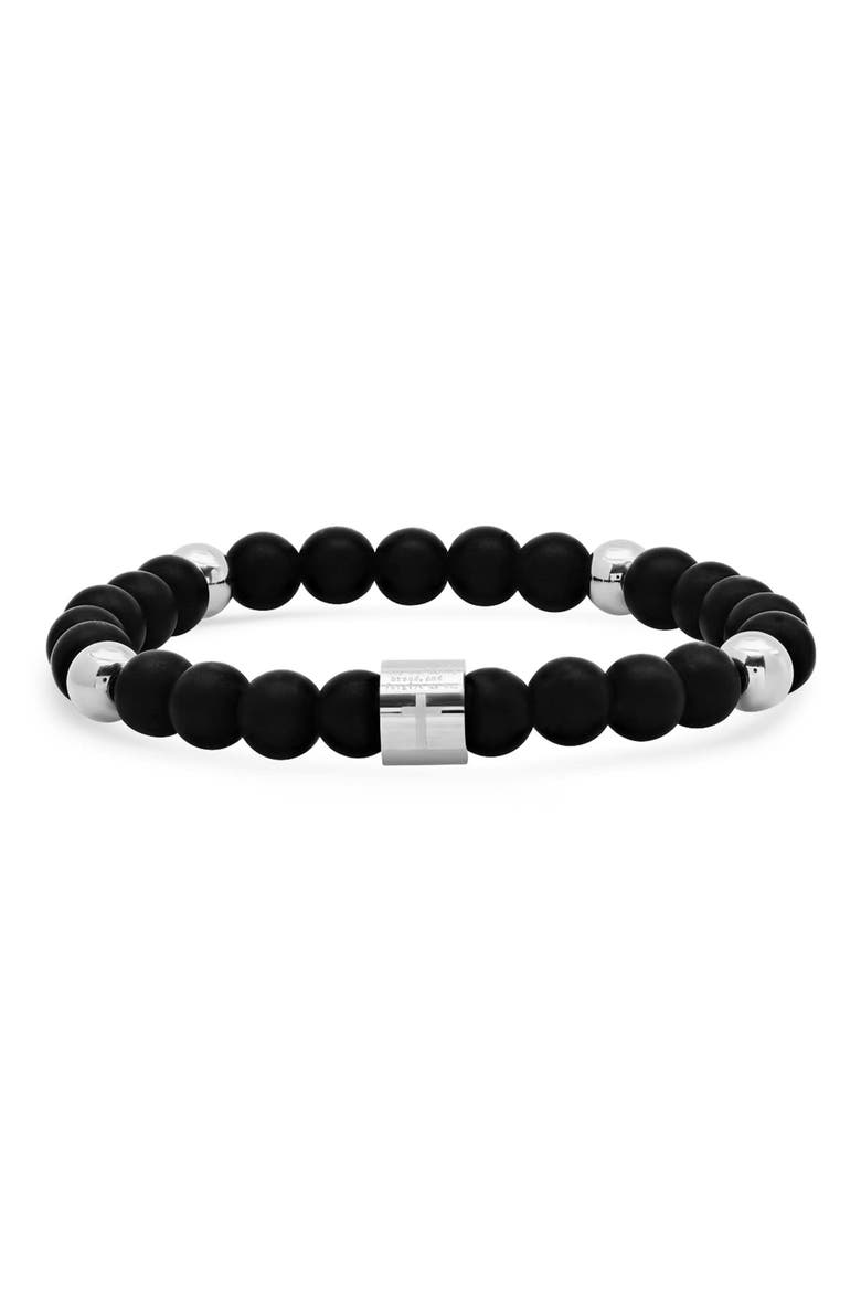 Men's Religious Beaded Bracelet, Main, color, BLACK