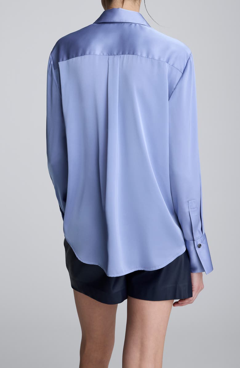 Kenneth Cole Relaxed Fit Stretch Satin Button-Up Shirt, Alternate, color, Blue Grey