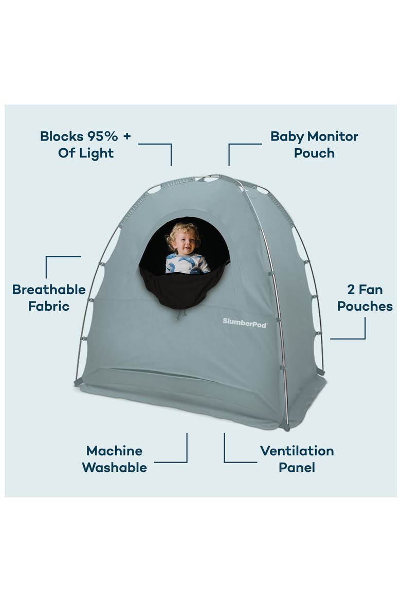 Blackout Sleep Tent & Portable Fan Set, Alternate, color, SLATE BLUE