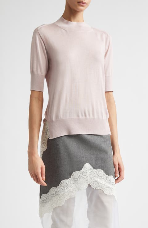 Seamless Short Sleeve Cashmere, Wool & Silk Sweater