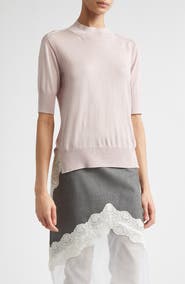 Jil Sander Seamless Short Sleeve Cashmere, Wool & Silk Sweater