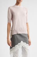 Jil Sander Seamless Short Sleeve Cashmere, Wool & Silk Sweater
