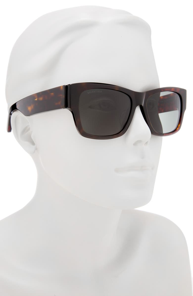 Balenciaga 56mm Square Sunglasses, Alternate, color, Havana Havana Green