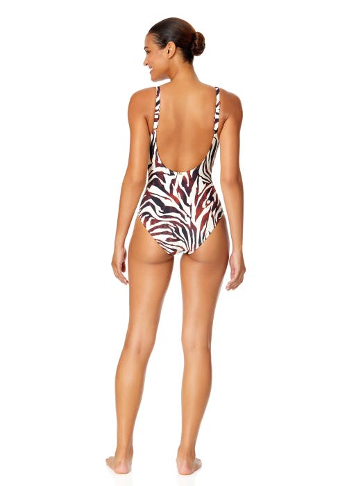 Shop Anne Cole Live In Color Plunge Twist One Piece Swimsuit In Tiger Dance